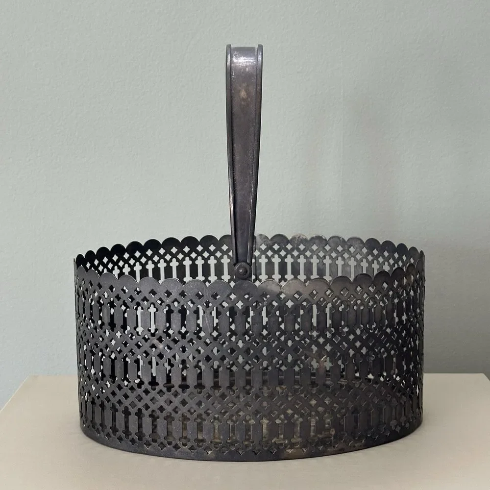 Vtg International Silver Co Handle Basket Ornate Home Decor Art Nouveau Rococo